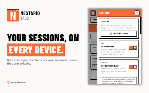 NestarioTabs :: Save and restore your tab groups across sessions. Never lose your workspace again.