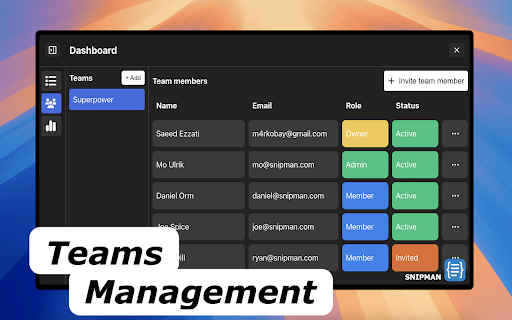 Snipman: Dynamic Snippet Manager :: Save and reuse text snippets instantly. Power through forms, replies, and inputs with just a few keystrokes.
