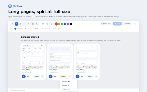 Full Page Screenshot & Mac Screenshot Markup - Shotbox :: Capture a whole web page in one image (or split long pages), and mark up Mac screenshots pasted with ⌘V. Save PNG/PDF or copy.