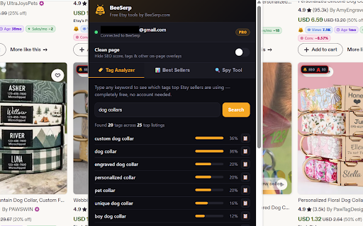 BeeSerp: Etsy Seller Toolkit :: See real search volume, SEO scores, sales estimates and competitor tags right on Etsy. Free tag research, no account needed.