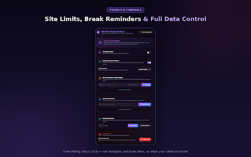 Attention Replay :: Track focus scores, view visual heatmaps, and turn your weekly browsing into wrapped-style stories - 100% private.