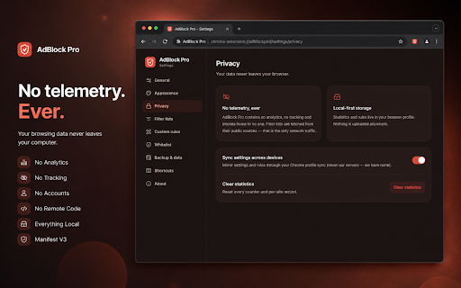 AdBlock Pro - Free ad blocker :: Free, privacy-first ad blocker. Blocks ads, trackers, popups and cookie banners — no account, no telemetry, forever free.