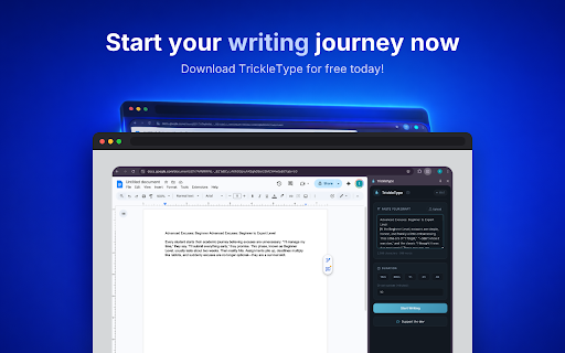 TrickleType :: Gradually trickle your text into Google Docs with natural, human-paced typing.