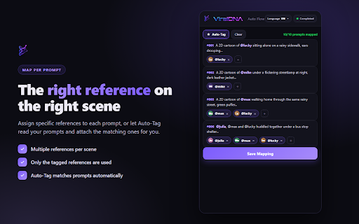 ViralDNA Auto Flow :: Batch-automate your prompts in Google Flow: queue prompts, auto-attach a reference image, and auto-download every result.