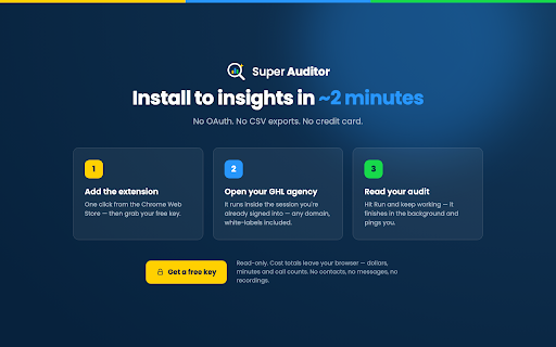 Super Auditor :: See what GoHighLevel really charges you: Voice AI cost per minute, plus your whole bill by category and sub-account. Free.