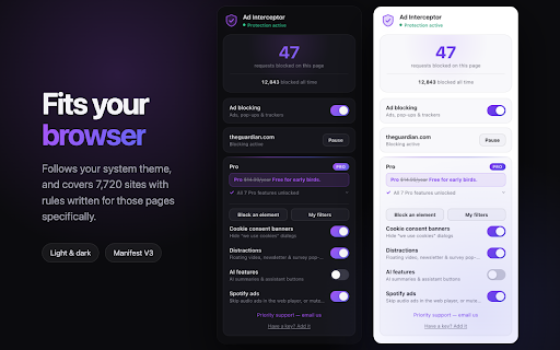 Ad Interceptor — Ad Blocker & Pop-up Blocker :: Blocks every ad — banners, pop-ups, video ads, pop-unders and the trackers behind them. Aggressive by default.