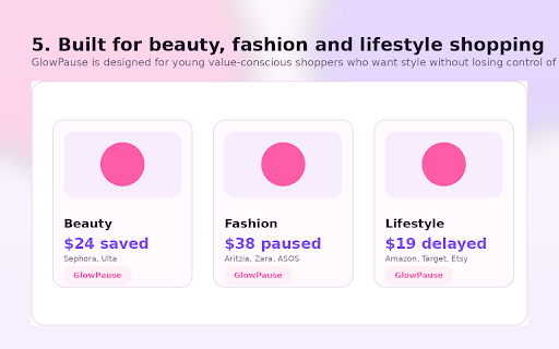 GlowPause - Shopping Pause & Wishlist :: Pause impulse shopping clicks, save items for later, and keep your wishlist data locally in Chrome.