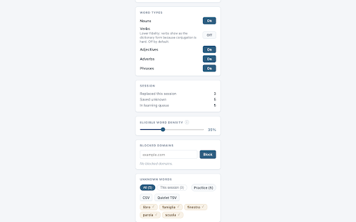 Contexto :: Learn Spanish, German, French, or Italian while you read — words change in context, fully on-device.