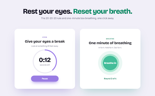 Deskmoss – Break Reminder for Water, Eye Rest & Stretching :: Water, eye-rest and posture reminders with animated desk stretches. Pauses when you step away. Fits any shift, day or night.