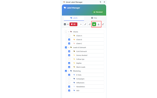Gmail Label Manager :: Manage Gmail labels with ease - create, edit, delete, and organize labels in a sidebar interface