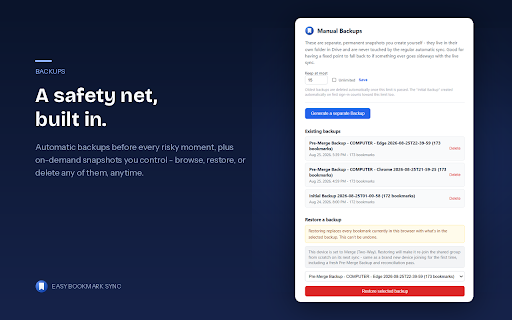 Easy Bookmark Sync :: Syncs bookmarks between computers through your own Google Drive.
