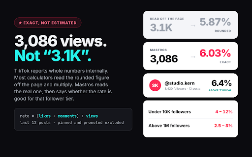 TikTok Scraper: Export Comments, Creators & Videos to CSV - Mastros :: TikTok email finder: export creator emails, save videos with no watermark, scrape any creator search by engagement rate. Free.