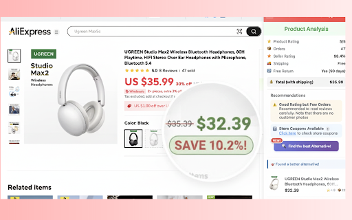 AliSmart – AliExpress AI Shopping Assistant & Coupon Finder :: AliExpress AI Shopping Assistant: Coupons, product analysis, recommendations, better dupes & equivalents on Temu/Amazon/Shein/eBay.