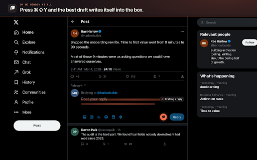 Socialnib — AI Reply Assistant for X / Twitter :: AI reply assistant for X (Twitter). Thread-aware, human-sounding replies in 20 tones, dropped straight into your reply box.