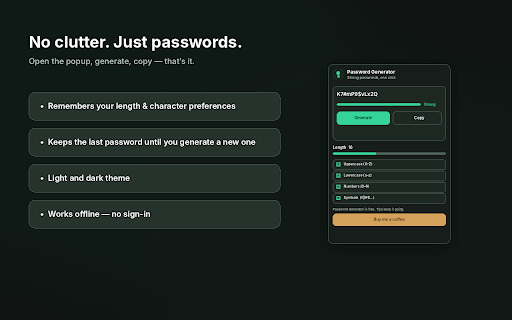 Password Generator :: Generate strong passwords instantly. Customize length and characters, copy with one click. Private & free.