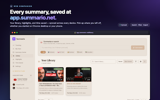 Summario: AI YouTube Summarizer & Chat :: Summarize any YouTube video with AI. Get key takeaways, timestamps, and chat — save hours of watch time.