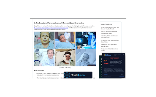 TruthLens :: Fact-check any webpage with AI. Credibility scores, deepfake detection, and source verification — right in your browser.
