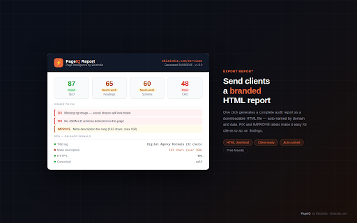 PageIQ – Page Intelligence :: Instant SEO, heading hierarchy, schema and CRO audit for any page.