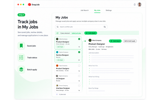 SnapJob: Job Application Assistant :: Save job postings from LinkedIn and apply with your saved SnapJob profile.