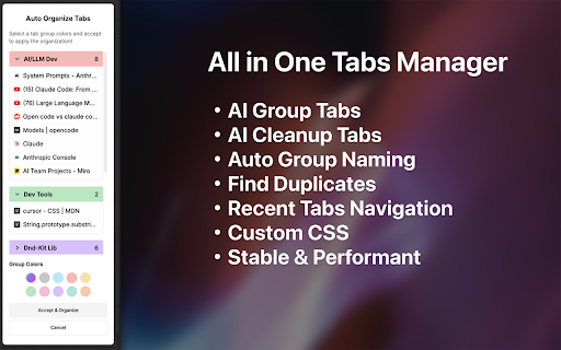 Sharp Tabs - Best Vertical Tabs Suspender & Organizer! :: Instant Search. Advanced Suspend. AI Integrations. Auto Session Backups. Duplicates. Workspaces. Themes. and Much More!