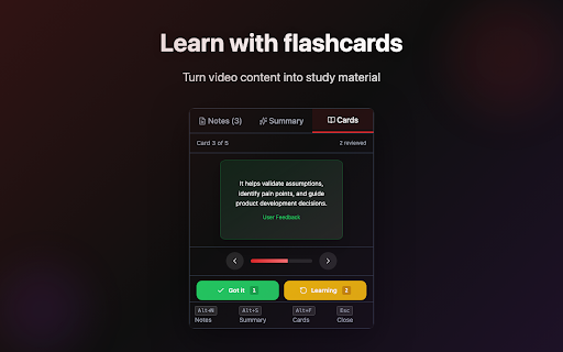 YouTube Notes to Notion & Obsidian - AI Notes :: Take timestamped notes on YouTube and send them to Notion or Obsidian in one click. Full transcript, AI summary and flashcards too.