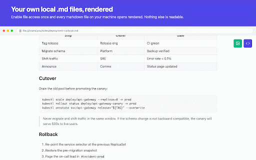 Simple Markdown Viewer :: Automatically renders markdown files with a toggle for raw/rendered view