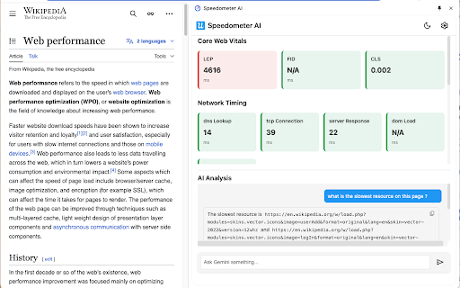 Speedometer AI :: Monitor web performance metrics with AI-powered analysis