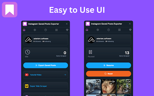 Instagram Saved Posts Exporter :: Instagram Saved Posts Exporter: instantly download all your saved Instagram photos and videos with one simple click.