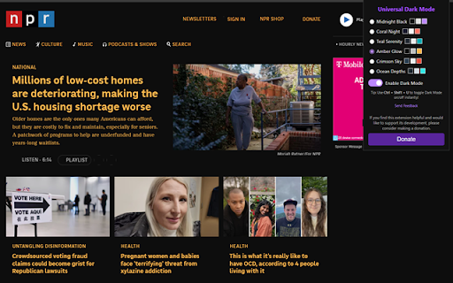 Universal Dark Mode :: Toggle dark mode on any website with selectable themes.