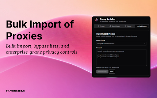 Automatio Proxy Switcher :: Add, edit, and switch between HTTP/HTTPS proxies quickly.