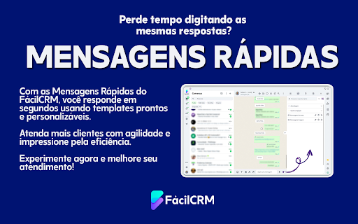 FácilCRM - Facilidade, Automação e Gestão de Vendas no WhatsApp :: CRM para WhatsApp Web
Atenda com mais agilidade e inteligência no WhatsApp
Transforme o WhatsApp Web em uma central completa de…