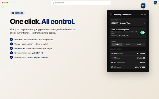 Easiest Currency Converter for shopping :: Select any price on any website and instantly see it in your chosen currency. 30+ currencies supported.