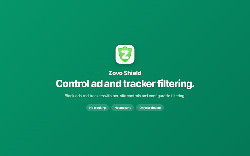 Zovo Shield - Block Ads and Trackers :: Block ads and trackers, see each site’s privacy grade, hide cookie banners with one switch, and get a weekly tracker digest.