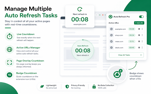 Auto Refresh Pro :: Auto refresh any page or tab automatically at custom intervals, with random timing, schedule, and cache clearing options.