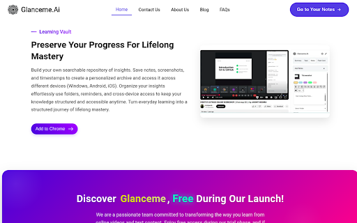Glanceme.Ai :: Enhance your study game! glanceme uses AI to organize notes and simplify videos, making learning easier and more effective.