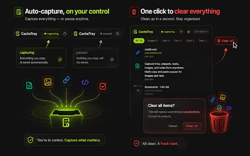 CacheTray – Clipboard for AI Workflows :: Copy screenshots, links and code — send them directly to Claude or ChatGPT in one click. Your clipboard for AI workflows.