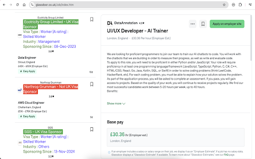 UK Work Sponsors - Visa Tracker (AI powered) :: Track Tier 2 General/Skilled worker UK visa jobs, highlight opportunities, and get AI-powered job recommendations.