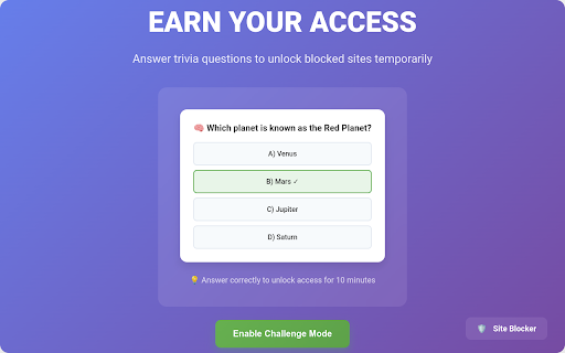Site Blocker :: Block websites with configurable timing and difficulty modes