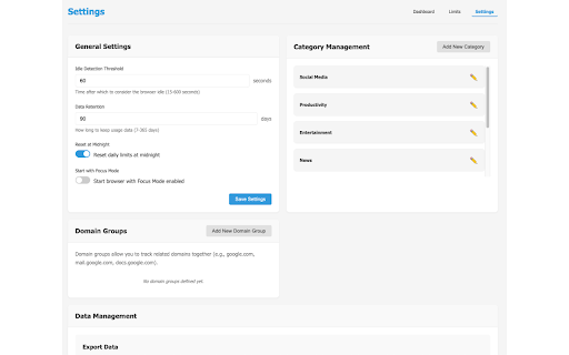 Website Usage Tracker & Limiter :: Track website usage and set time limits to enhance productivity and reduce digital distractions