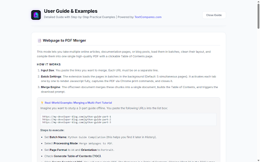 Webpage to PDF & Bulk Downloader :: Convert webpages to PDF, merge multiple pages into one PDF, extract links, and bulk download PDFs, images, documents, and files.