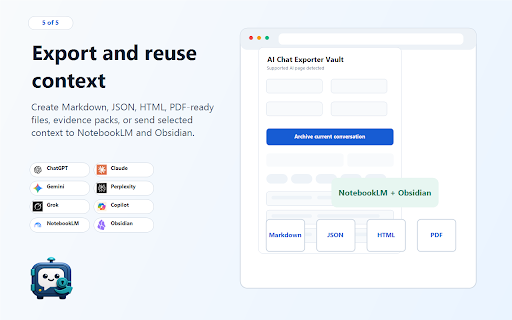AI Chat Exporter: Local Vault :: Save AI chats locally: archive, search, redact, and export with no cloud storage.