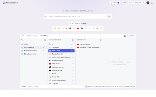 BrowserDock :: A visual home for your Chrome bookmarks.