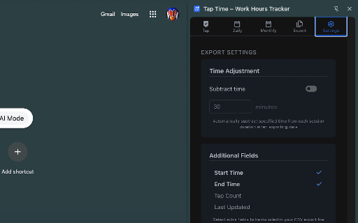 Tap Time – Work Hours Tracker :: Track work hours with one tap. Daily logs, calendar view, export reports. Zero signup — your data stays private & local. Free.