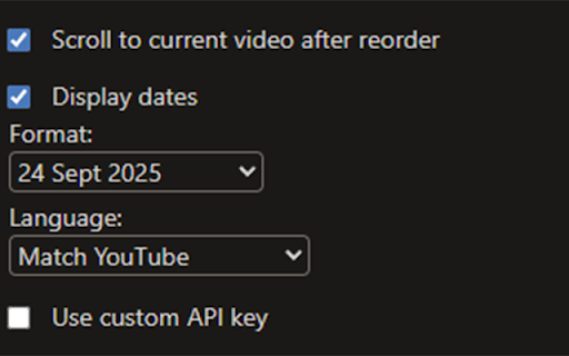 Playlist Sorter for YouTube :: Adds sorting options to YouTube playlists, allowing you to reorder videos by date or title.