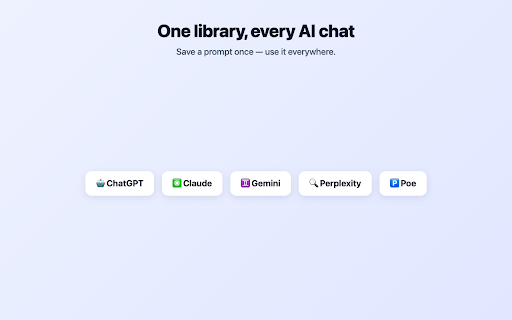 PromptStash: AI Prompt Manager for ChatGPT, Claude & Gemini :: Save, organize & insert your AI prompts in one keystroke. A fast, private, local-first prompt manager for ChatGPT, Claude & Gemini.