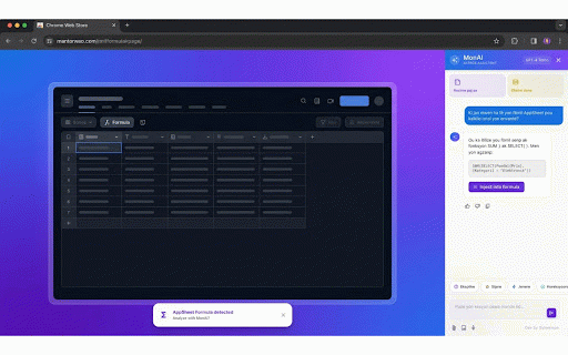 MonAI :: AI Page Assistant: analyze, summarize, extract data from any web page. Helps with AppSheet formulas too. Dev by Sylvenson.