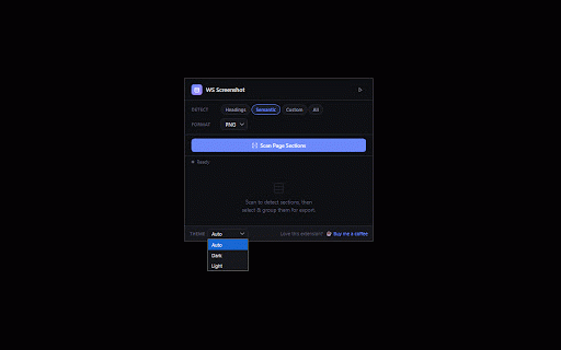 Webpage Section Screenshot :: Capture full-page screenshots split by page sections — headings, semantic HTML, or custom selectors. Export as PNG, JPEG, or ZIP.