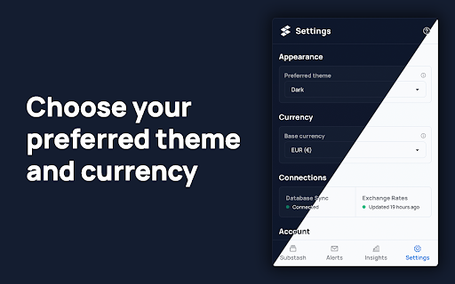 Substash: Free Subscription Tracker :: Manage subscriptions from where you're most: your browser. For personal and for work. From Netflix to Notion.