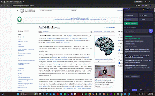 AI Veritas :: AI-powered reading assistant. Summarize, analyze, answer questions about any page.