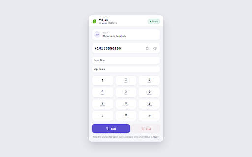 VioTalk Dialer :: Place and hang up VioTalk phone calls from Chrome using your open VioTalk web session.